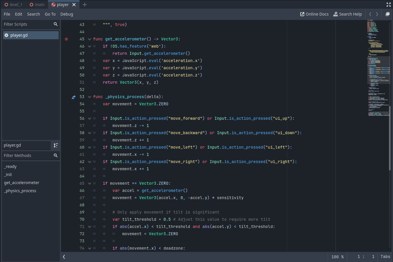 Code Example for Player Controls